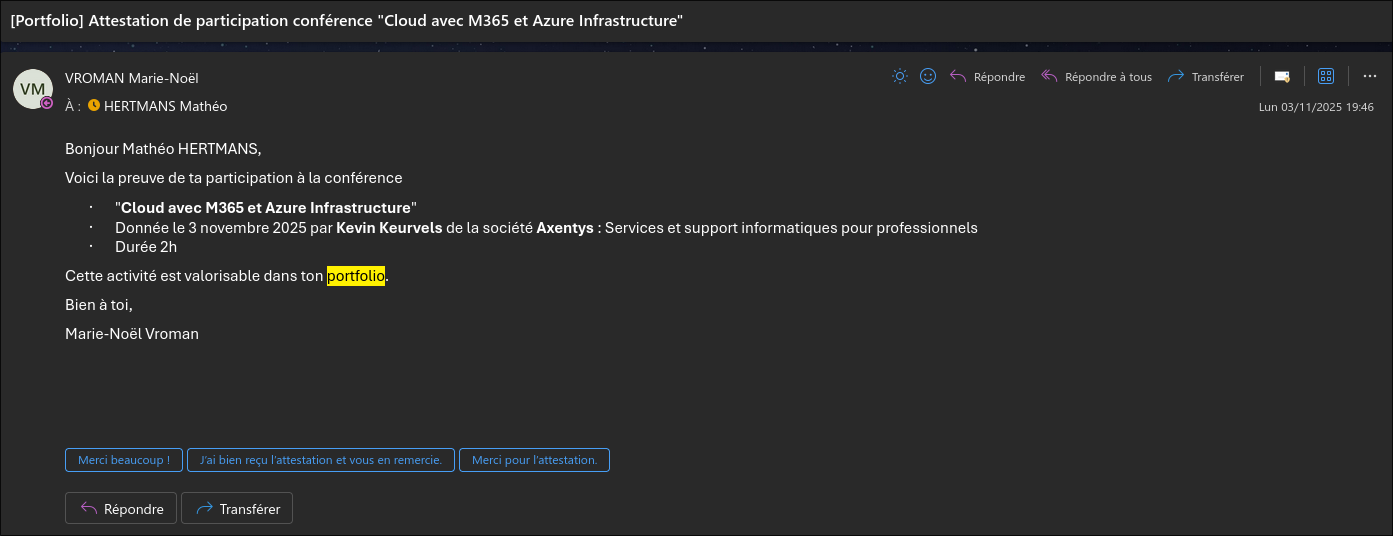 Mail conférence Azure
